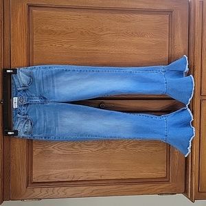 Black Daisy Cha Cha Cropped Ruffle Jeans, Size 25